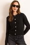 Women's Black Metal Button Detailed Crew Neck Cardigan Hrk-19000370