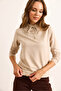Women's Beige High-Neck Lace Detailed Soft Textured 2 Thread Sweatshirt Swt-19000720 - 3
