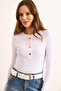 Women's White Button Detailed Corded Ottoman Blouse Blz-19003085 - 5
