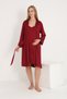 Striped Detail Midi Length Strappy Maternity and Postpartum Robe Nightdress Set - 2