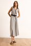 Women's Gray Belted Piping Detailed Flowy Maxi Dress Elb-19002528 - 5