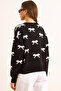 Women's Black Crew Neck Bow Detailed Buttoned Cardigan Hrk-19000363 - 2
