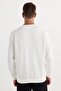 Unisex Oversize Wide Cut Cotton Soft Textured Crew Neck Printed Ecru Sweatshirt with Fleece Inside - 7