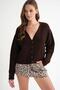 6943 Women's V-Neck Thessaloniki Cardigan Brown - 3