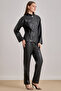 Black Leather Trousers with Side Pockets