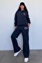 Navy Blue Hooded Printed Women's Tracksuit Set Mg2524 - 4