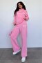Pink Hooded Printed Women's Tracksuit Set Mg2524 - 4