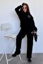 Black Hooded Printed Women's Tracksuit Set Mg2524 - 6
