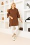 Women's Brown Oversize Tunic T-Shirt – Half Sleeve, Round Neck, Relaxed Fit - 3