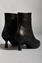 Women's Black Vegan Leather Zippered Pointed Toe Stiletto Heeled Ankle Boots - 2
