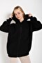 Women's Black Oversize Sweatshirt - 2
