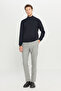 Men's Navy Blue Cotton Standard Fit Regular Cut Half Turtleneck Knitwear Sweater - 2