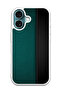 Protective Case Cover For APPLE IPHONE 16 Green Black Leather Pattern (White Bumper)