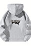 Unisex Zippered Hooded Oversize Design Printed Sweatshirt – Gray / Navy Blue / Pink - 3