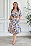 V-Neck Imported Woven Viscon Dress with Ruffled Hem and Side Pockets - 4