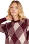 Women's Slim Fit Slim Fit Crew Neck Patterned Burgundy Sweater - 2