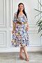 V-Neck Imported Woven Viscon Dress with Ruffled Hem and Side Pockets - 3