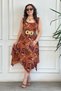 Asymmetrical Cutout Patterned Sleeveless Viscose Dress
