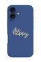 iPhone 16 Plus Blue Protective Liquid Silicone Shockproof Case - Be Happy