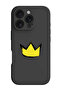 iPhone 16 Pro Black Protective Liquid Silicone Shockproof Case - Yellow Crown