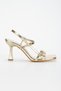 Gold Women's Daily Thin Heeled Stylish Strappy Classic Heeled Shoes and Bag Set - 7