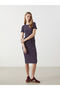 Giyçık Store Navy Blue Crew Neck Striped Dress
