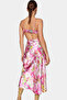 Women's Floral Pattern Midi Evening Dress Satin Fabric Summer Graduation Dress Durable Material - 4