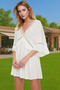 Women's Mini Beach Dress V Neck Gathered Sleeve Crinkle Woven Summer Summer Indispensable - 4