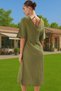 Women's Muslin Beach Dress V-Neck Raglan Sleeve Midi Length Cotton Summer Summer Indispensable - 5