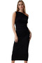 Women's Midi Length Bodycon Dress Multi Print Knitted Fabric Summer Casual Use Quality Material