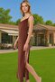 Women's Maxi Knitted Beach Dress Side Tie Deep Slit Summer Summer Indispensable - 3