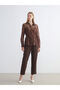 Brown Elastic Waist Women's Trousers