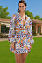 Women's Mini Ethnic Patterned V-Neck Beach Dress Cotton Summer Casual Use Modern Design - 3