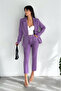 Purple Double-Breasted Blazer Jacket and Carrot Pants Suit - 2