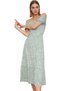 Women's Floral Knitted Midi Dress Carmen Collar Short Sleeve Casual Summer Summer Indispensable