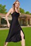 Women's Satin Midi Evening Dress Special Design Shift Mold Lined Daily Use Quality Material - 3