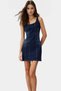 Women Denim Crew Neck Fitted Mini Dress Casual Daily Style Weekend Quality Material - 3