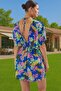 Women's Floral Pattern Mini Beach Dress Comfortable Fit Viscose Fabric Summer Essential for Summer - 4