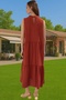 Women's Midi Length Shift Dress Floor Design Woven Fabric Casual Chicness Summer Essential - 5