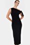 Women's Maxi Knitted Dress One Shoulder Asymmetric Collar Stylish Design Modern Style Durable Material - 2