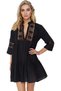 Women's Mini Beach Dress V Neck Lace Detail Cotton Summer Casual Modern Design