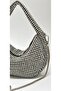 Women's Luxury Stone Diamond Black Evening Dress Clutch Chain Strap Hand Wedding Engagement Evening Bag - 2