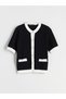 Black Crew Neck Women's Knitwear Cardigan - 5