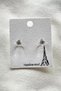 Silver Color Single Detailed Steel Earrings (Pair) - 2