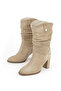 , Women's Genuine Leather Boots 1531050Z25100670K Beige - 5