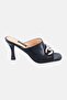 Women Leather Slip On Sandal, Black - 3