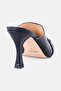 Women Leather Slip On Sandal, Black - 2
