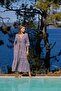 Women's Ethnic Patterned Three Quarter Sleeve V Neck Dress 25023 - 2