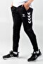 خط Sweatpants أسود