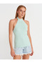 10798 Halter Tie Collar Ribbed Knitwear Blouse-Mint